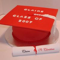 Red Graduation Cap My first cake using Satin Ice fondant for the first time! Loved it - although I still need practice.