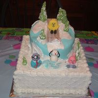 Wubbzy Winter Fondant and gumpaste accents. Trees candy clay.