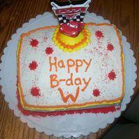 Kid's Cars Birthday Cake I just finished this cake for my 7 yr. old son's birthday tomorrow. He absolutely loves Cars! Unfortunately this cake gave me some...