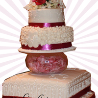 White - Purple Cake I made this for my cousin, she likes the color purple but also wanted a traditional white wedding cake, used Wilton glass for the real...