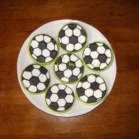 Soccer Ball Cookies My first try at making cookies!, I made this for my son's soccer team and also the ones with his team name and logo, they were part of...