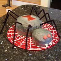 Spider Finally I can upload this pic!! It's chocolate cake with fresh strawberries and whipped cream airbrushed, fangs and eyes are chocolate...