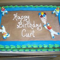 100_0844.jpg BC clowns on a Milk chocolate BC background. This was a full sheet cake and was an absolute nightmare to smooth.