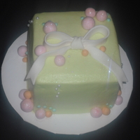Donated Cake For Church 4 inch square. fondant bow, otherwise buttercream