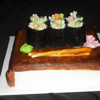 Sushi Cake based on a confetti cakes design, i've been dying to try it. the sushi bites are cake. all decor is fondant