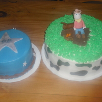 Cowboy And Smash Cake iced in bc with fondant accents. gumpaste cowboy