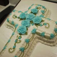Cross Cake cross cake for homecoming at church. all done in bc icing.
