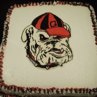 Ga Bulldog Ga bulldog cake. the bulldog was a fbct. i had only done one fbct before this one, and didnt care fot it. this time i used a butter icing...