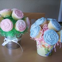 Cupcake Flower Bouquets these were the first two, and so far only two, cupcake boquets i made. they were very easy and fun to make. i loved the container for the...