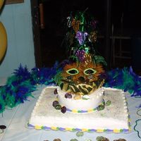 50Th Birthday Cake/mardi Gras Theme We had a 50th birthday party for my sister and made it Mardi Gras theme. What a great party. I had fun making this cake.
