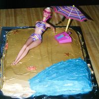Barbie Beach Cake Barbie lounges on the beach