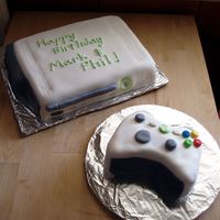 Xbox 360 Cake This is my first attempt at a carved/3-D cake. We can't afford to buy a real Xbox, so I made my husband and his friend a cake instead...