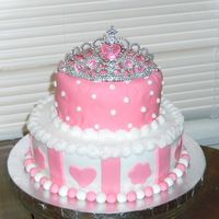 January_035.jpg Princess cake made with fondant and toy tiara for my daughters 1st Birthday.