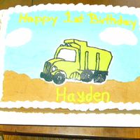 June_001.jpg dump truck cake made for 1st Birthday. bc transfer for the truck