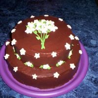 My First Small "tiered" Cake This was the first time I attempted to "tier" a cake. It was for a lady I babysit for. The flowers are made from royal icing.