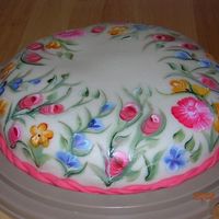 Cake With Onestroke Painted Flowers 