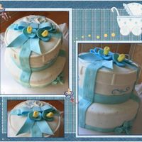 Blue Ribbon Bow Batism Cake