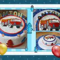 Firetruck Cake Marble cake, MMF and gum pastel figures...