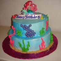 Little Mermaid I made this for my daugters 3rd birthday. I wasn't happy with the end result, but at least she was.