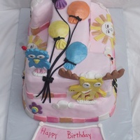 Moose And Zee Number 1 First Birthday Pink Girl Child Cake All decorations are edible. Moose and Zee formed on wooden shish kabob skewers. Balloons are all fondant. Base cake was single layer 10...