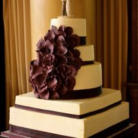 Eggplant Gum Paste Flower The single flower that spanned three tiers was made from gum paste. Cake was iced in IMBC.