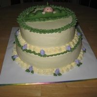 Pea Pod 10" and 8" rounds chocolate cake with chocolate fudge filling, fondant pea pod.