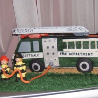 Fire Truck Birthday Cake It was supposed to be a pumper truck, but I forgot to carve behind the cab so I added a toy ladder. Buttercream with fondant accents and...