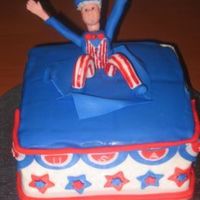 July 4Th Cake Vanilla cake with praline crunch filling. Decorations are fondant, gumpaste, and royal icing.