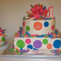 Colorful 1St Birthday The cake was request to have the same color of polka dots as the little birthday girl's dress. This was such a fun cake to do. The pic...
