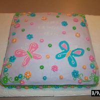 Butterfly Sheet Cake this was done free hand with b.c. icing