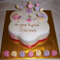 Jordana Mud cake covered in fondant with fondant butterflys and blocks. Pretty happy with it.