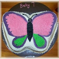 Bekys Butterfly vanilla cake with bc icing. My very first butterfly, not too bad.