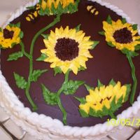 Sunflowers Chocolate cake with sour cream/choc frosting, and buttercream sunflowers
