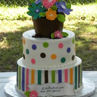 Teacher Appreciation Cake Two tier cake with fondant accents