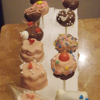 My First Cakepops! Carrot cake covered with candy melt.