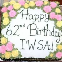 Birthday Roses Rather large square cake for an organization's birthday. Decorated in buttercream.