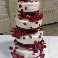 Angelic This is my twist on a cake originally done by Pink Cake Box, done for my grandson's wedding, and named after his bride. Dark red...
