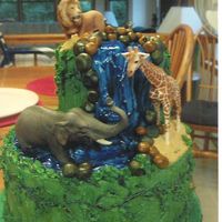 Jungle Birthday Cake this was a dummy cake I did for our county fair buttercream and fondantanimals are plastic