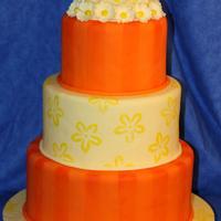 Ices 2010 - Flowers And Stripes This is the second cake I did to take the to the ICES Convention this year. Yellow is Crystal Colors Mimosa yellow. The orange is...