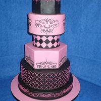 Pink & Black - Ices 2009 Pink and black fondant decorated in pink and black royal icing. I got the idea for the cake size/combination from a picture on here, while...