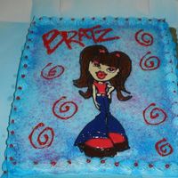 Bratz Cake Chocolate cake with buttercream icing. Decorations are color flow.