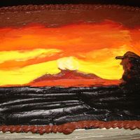 Cowboy Sunset I am not a big fan of decorating sheet cakes, but when a client lets me have fun with the theme, I think they can be pretty great. This...