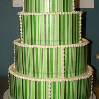Green Stripes I printed the green stripes onto wafer paper and wrapped the sheets around the cake and cut them to size. I added a snail trail to cover...