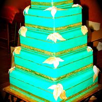 Teal Groom's Cake This is actually the groom's cake I made for my cousins wedding. This cake weighted 85 lbs.