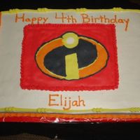 The Incredibles Emblem A fbct of the Incredible emblem. A 1/2 sheet cake.