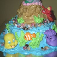 Front View - Ariel & Friends Cake Look at Flounder the fish & sebastian the crab. They look so cute.