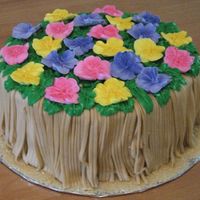Tropical Theme Cake royal icing flowers with fondant.