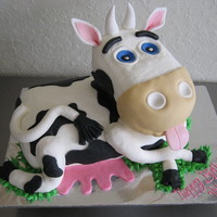 Cow Cake German chocolate cake iced with buttercream and MMF