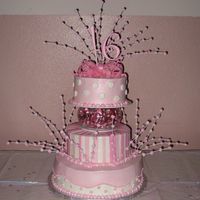 Sweet 16 butter cream cake with fondant