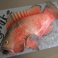 Red Grouper marble cake covered in MMF